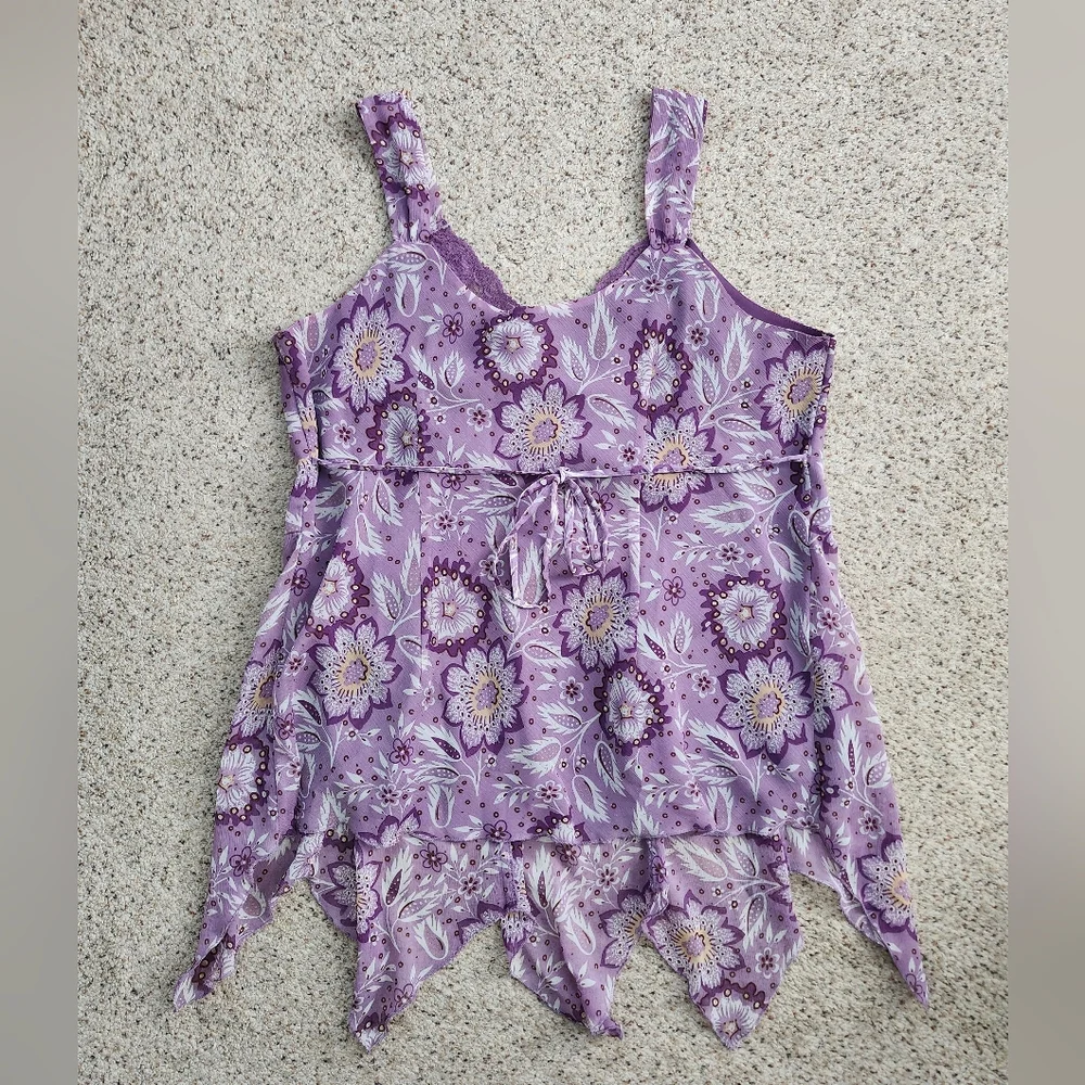 Y2k Floral Lace-Trim Tank Top - Picture 7 of 8